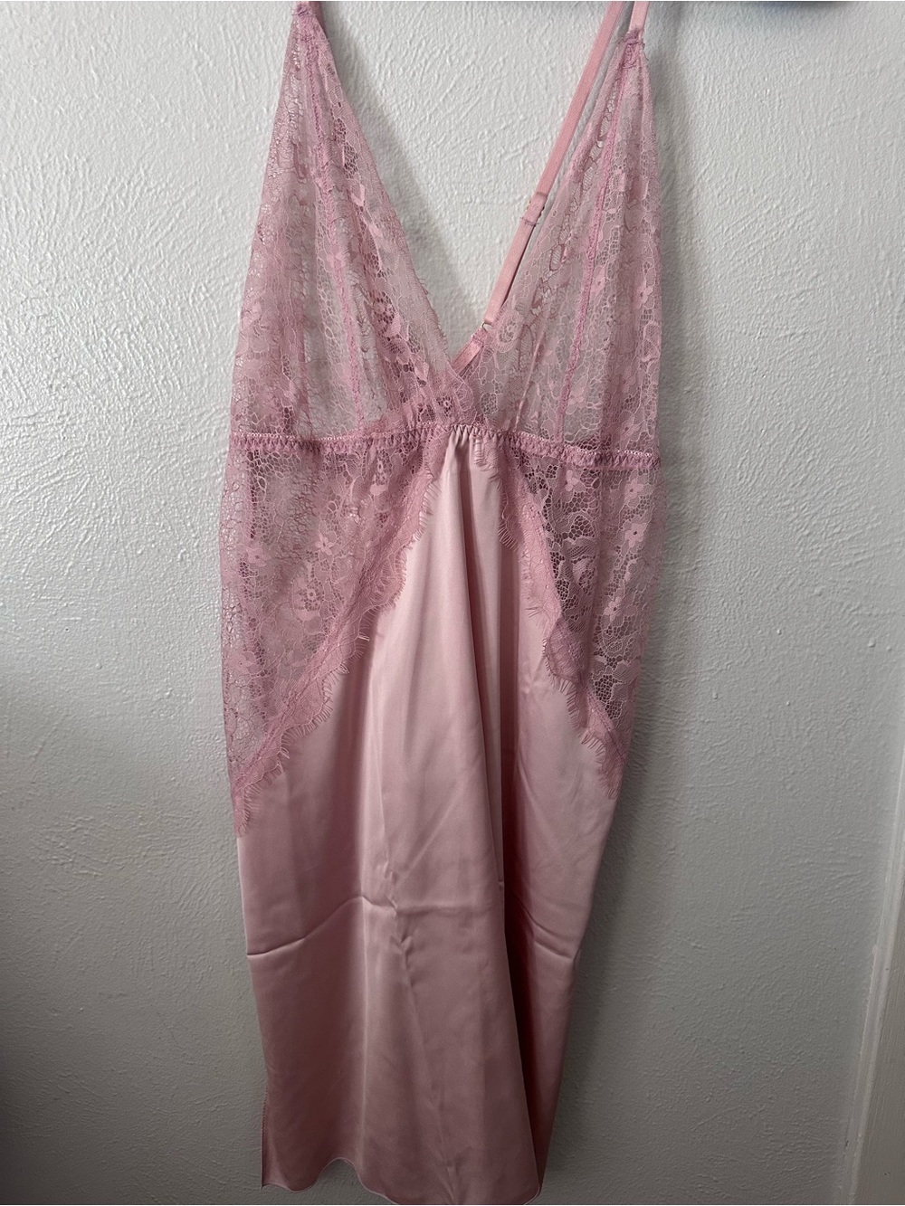 SHEIN Dusty Rose Lace Satin Slip Nighty